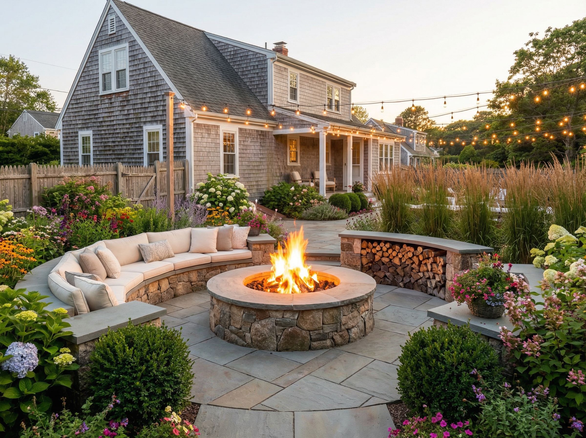 After: cozy fire pit
