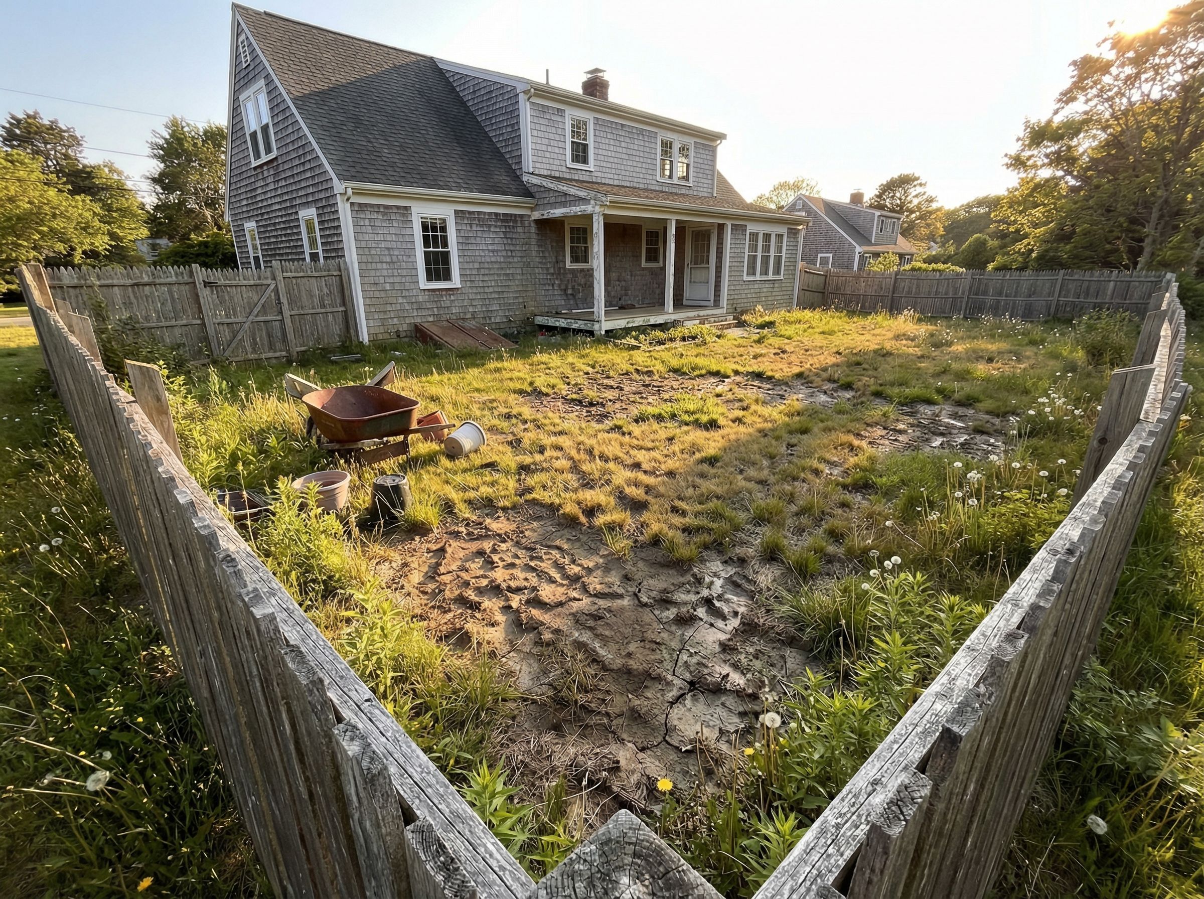 Before: neglected backyard