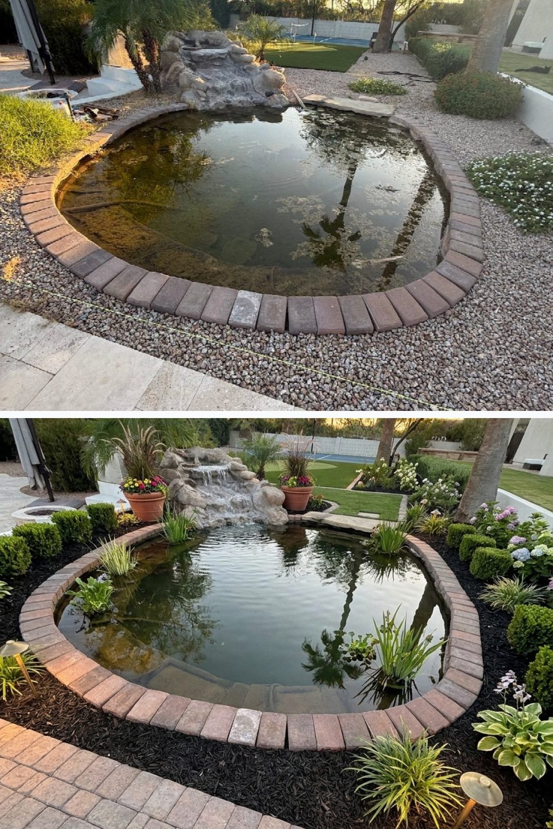 Before and after: yard remixed into Professional Curb Appeal with YardRemix AI