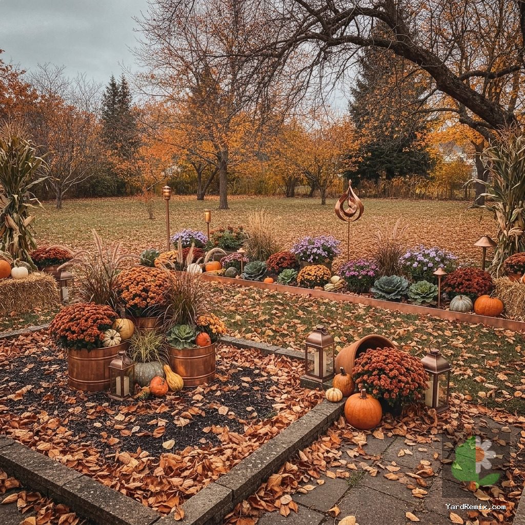 After: the yard remixed into Autumn Glow by YardRemix AI