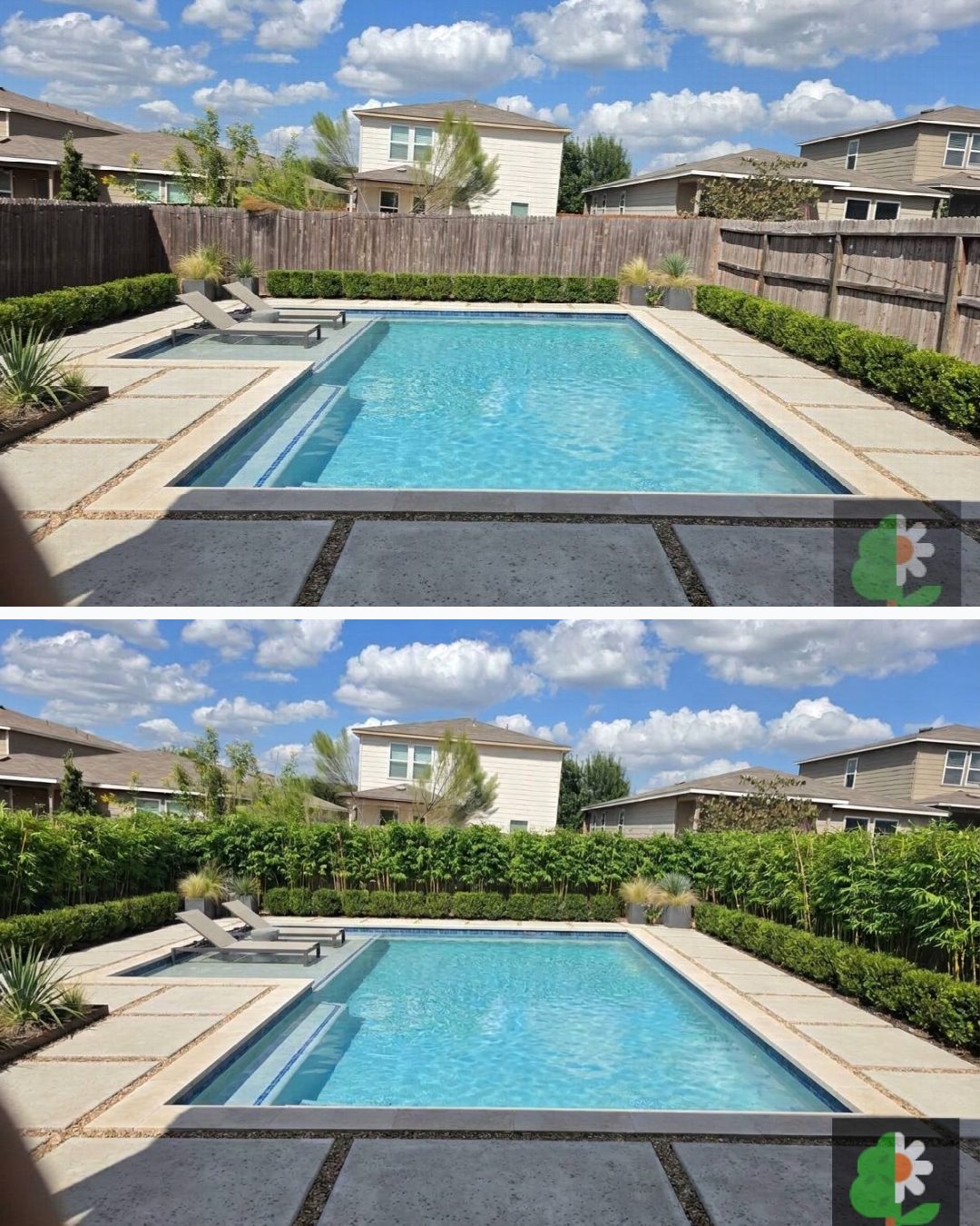 Before and after: yard remixed into Bamboo with YardRemix AI