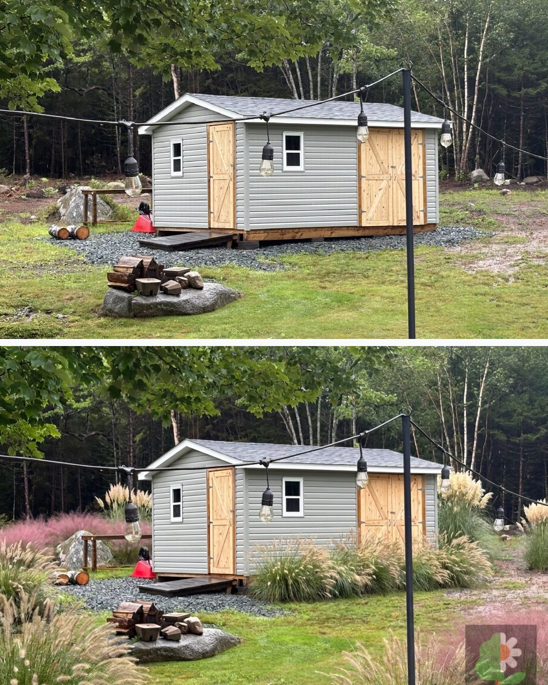Before and after: yard remixed into Ornamental Grasses with YardRemix AI