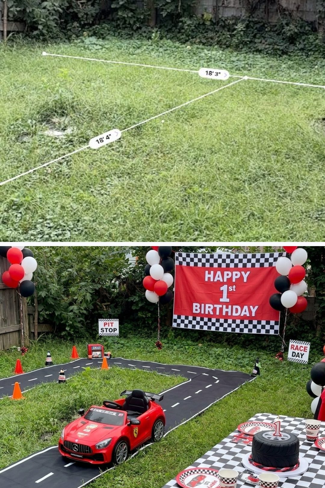 Before and after: yard remixed into AI yard makeover with YardRemix AI