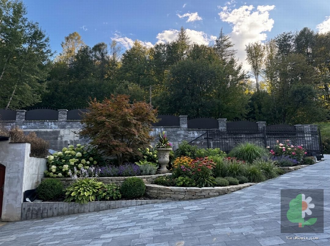 After: the yard remixed into Lush Garden Beds by YardRemix AI