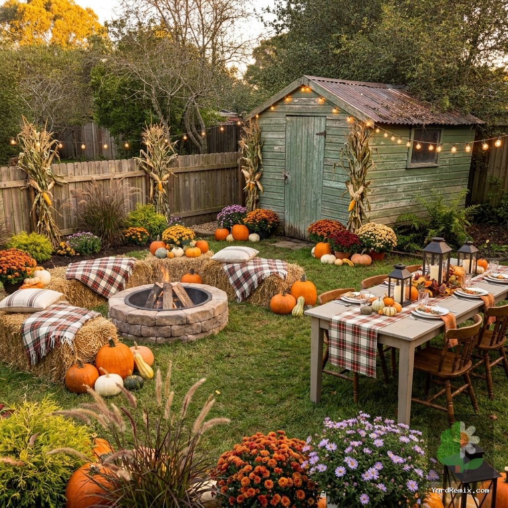 After: the yard remixed into Harvest Gathering by YardRemix AI