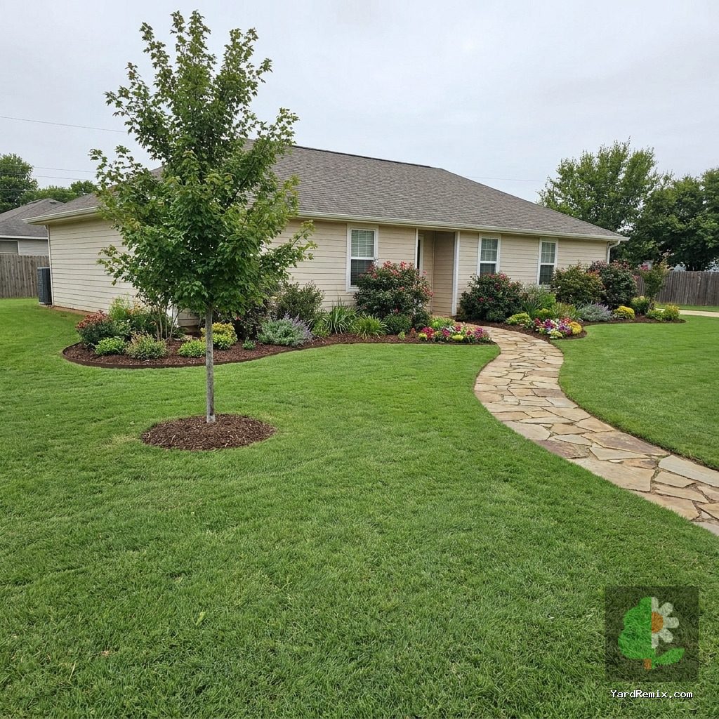 After: the yard remixed into AI yard makeover by YardRemix AI