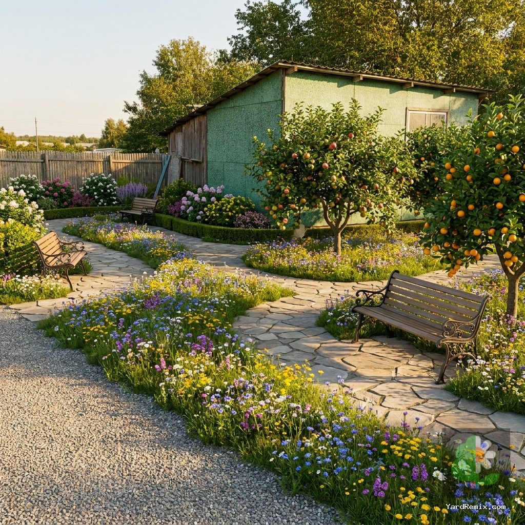 After: the yard remixed into Orchard Grove by YardRemix AI