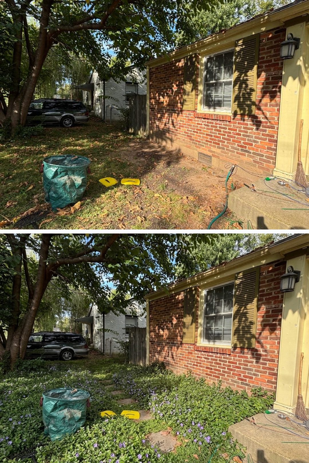 Before and after: yard remixed into Ground Cover with YardRemix AI