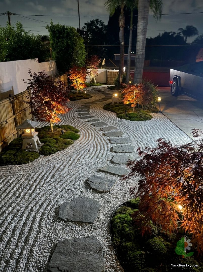 After: the yard remixed into Japanese Zen by YardRemix AI