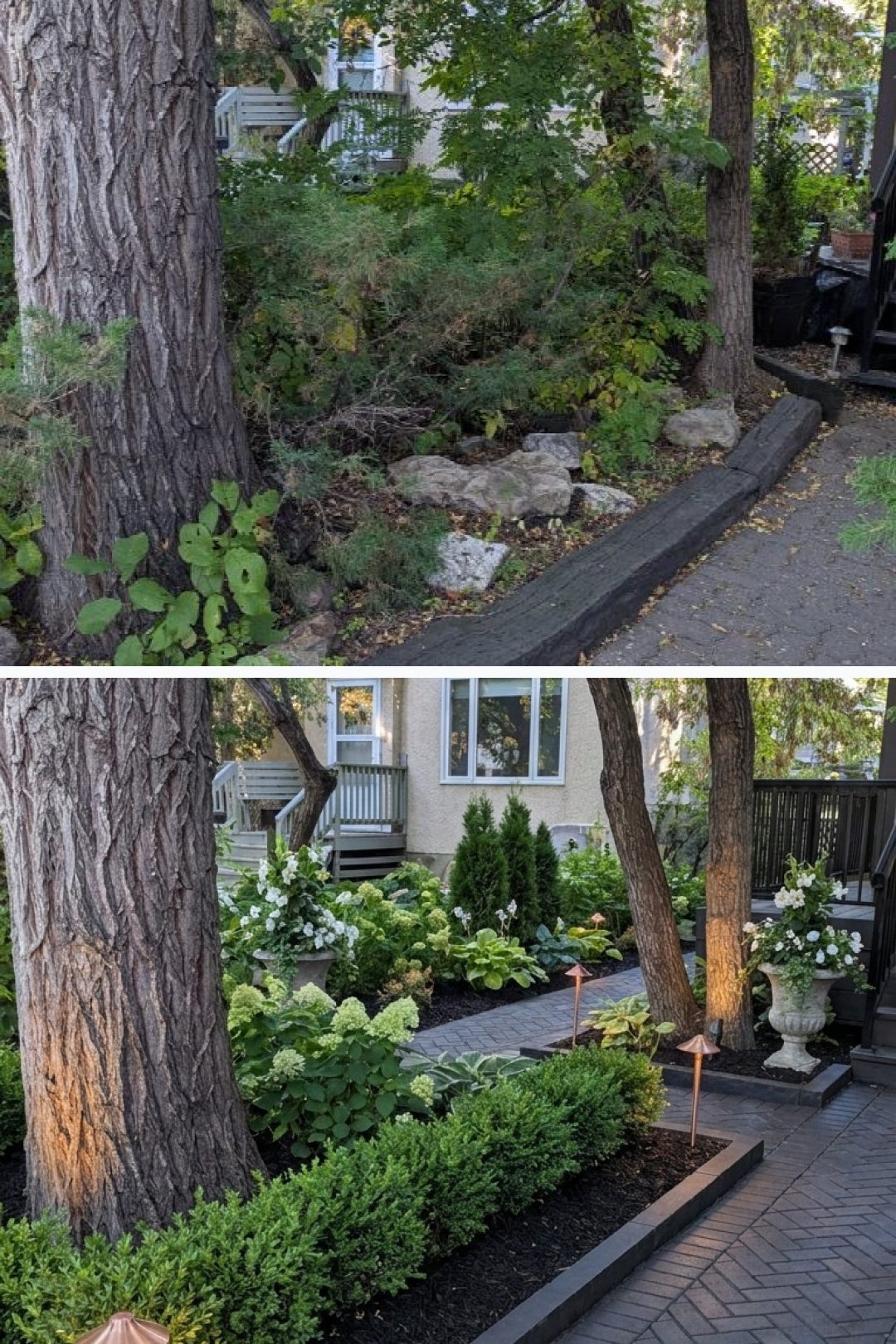 Before and after: yard remixed into Professional Curb Appeal with YardRemix AI