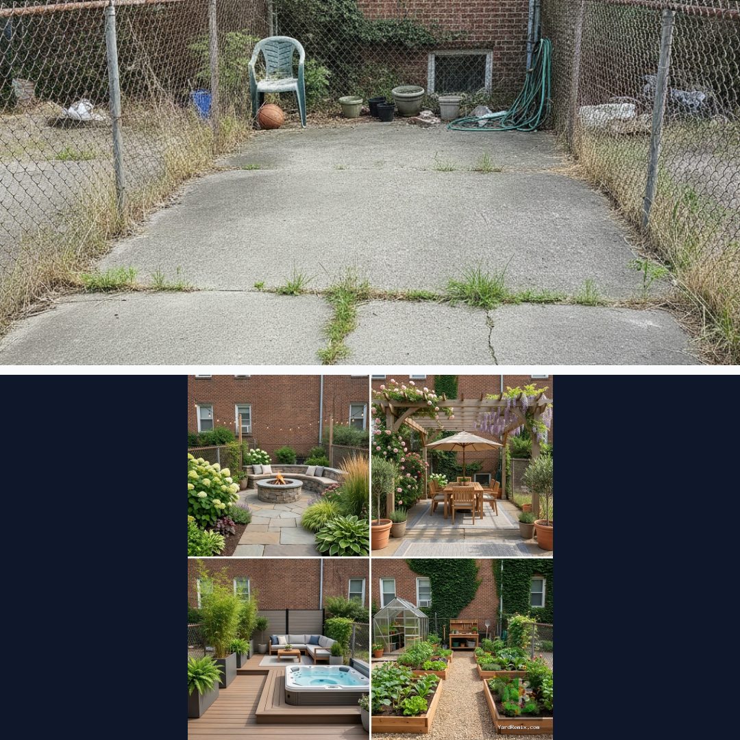 Before and after: yard remixed into Surprise Me with YardRemix AI