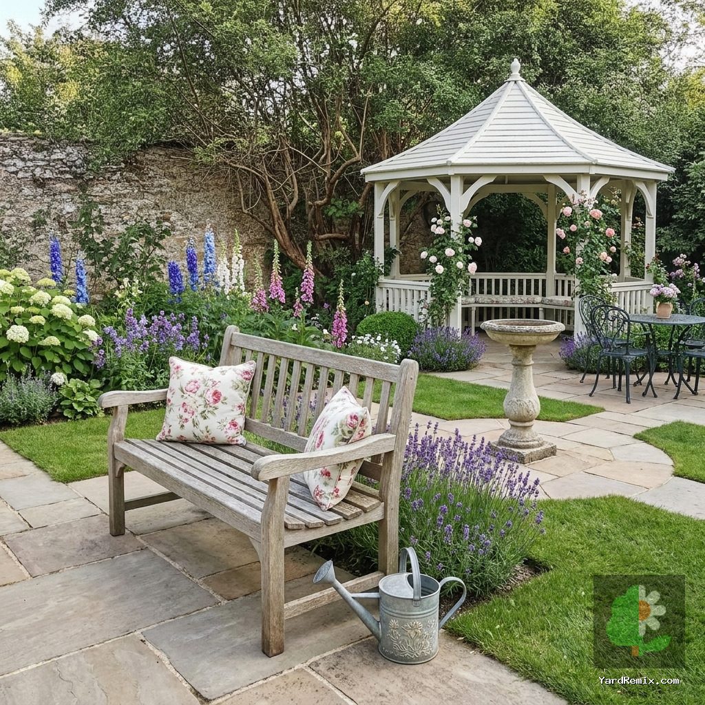 After: the yard remixed into English Tea Garden by YardRemix AI