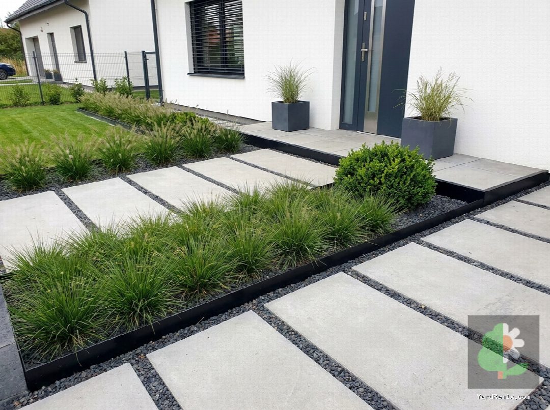After: the yard remixed into Modern Minimalist by YardRemix AI