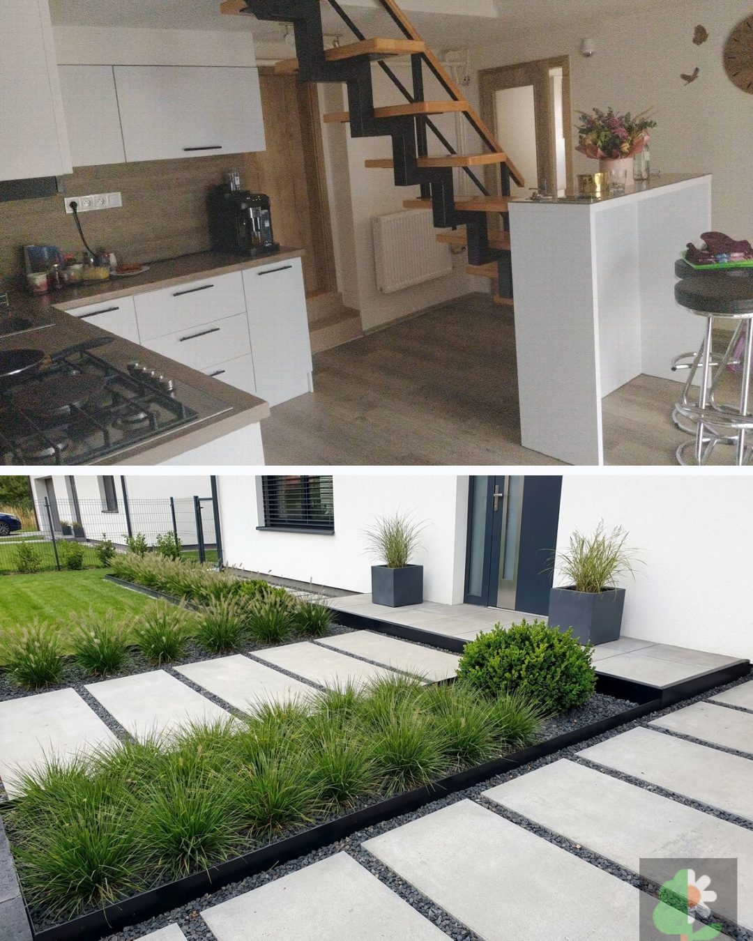 Before and after: yard remixed into Modern Minimalist with YardRemix AI