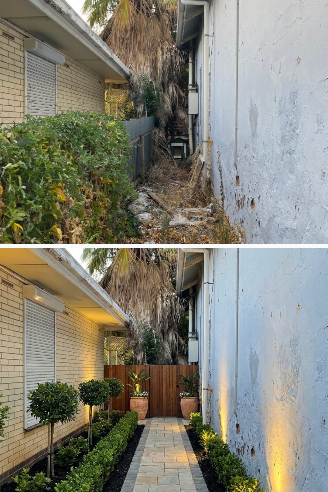 Before and after: yard remixed into Professional Curb Appeal with YardRemix AI