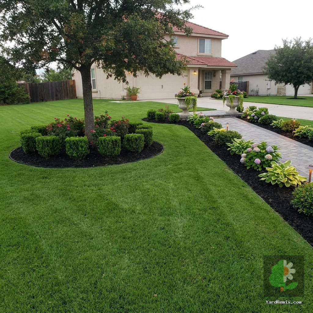 After: the yard remixed into Professional Curb Appeal by YardRemix AI