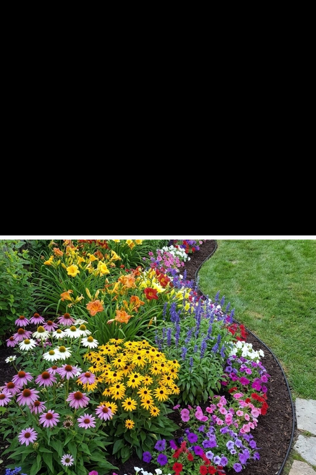 Before and after: yard remixed into Flower Beds with YardRemix AI
