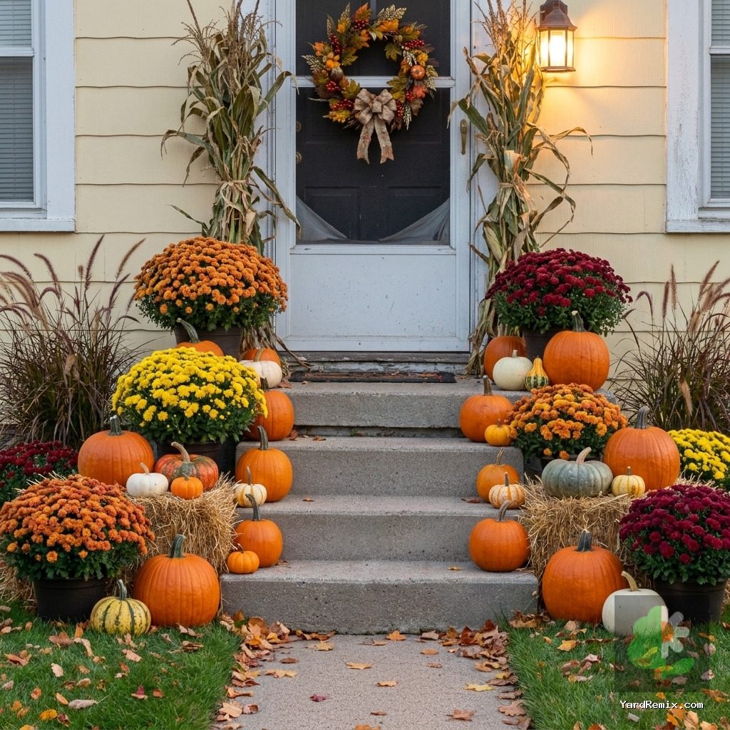 After: the yard remixed into Pumpkin Porch by YardRemix AI
