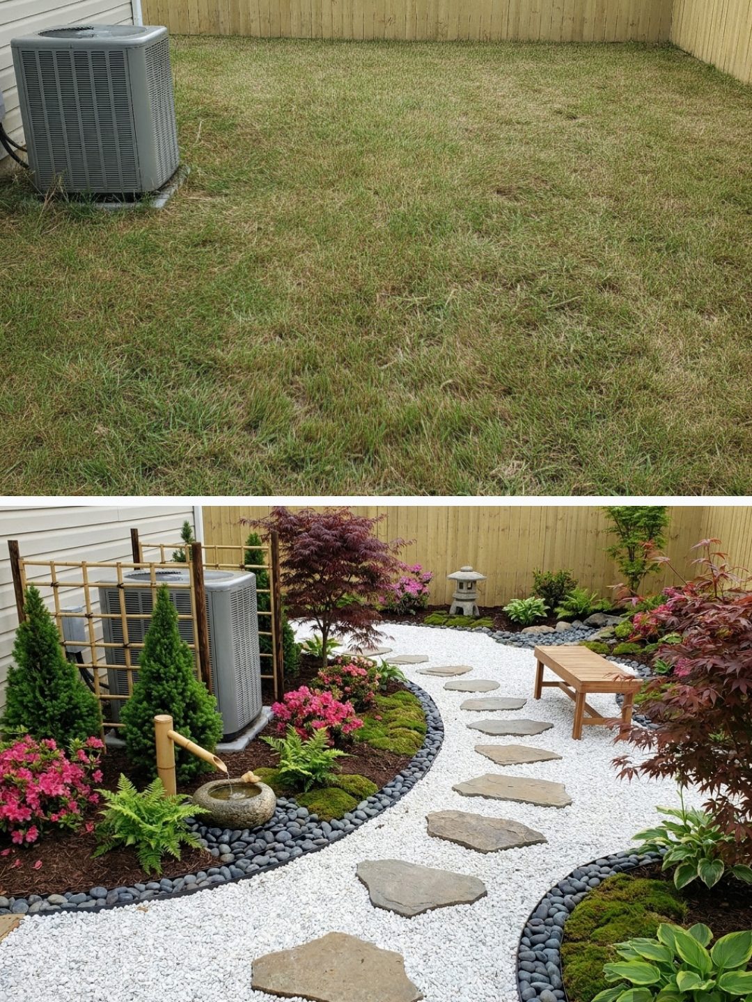 Before and after: yard remixed into Surprise Me with YardRemix AI