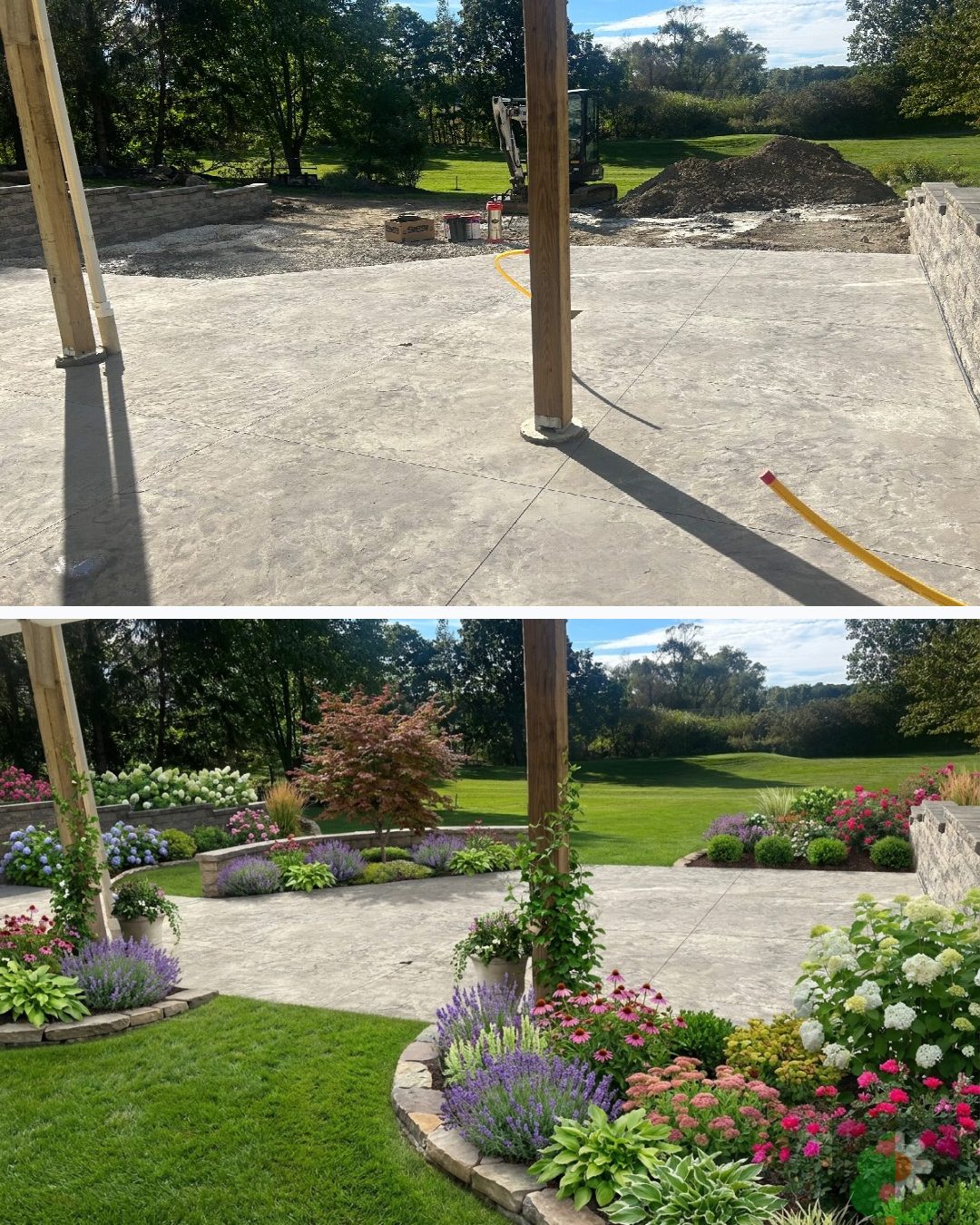 Before and after: yard remixed into Lush Garden Beds with YardRemix AI