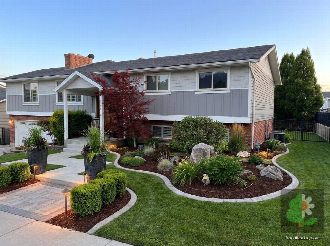 After: the yard remixed into Professional Curb Appeal by YardRemix AI