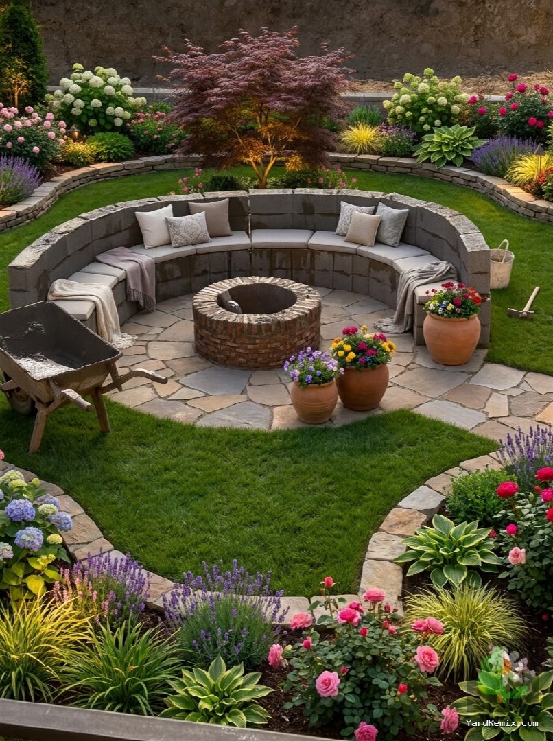 After: the yard remixed into Lush Garden Beds by YardRemix AI