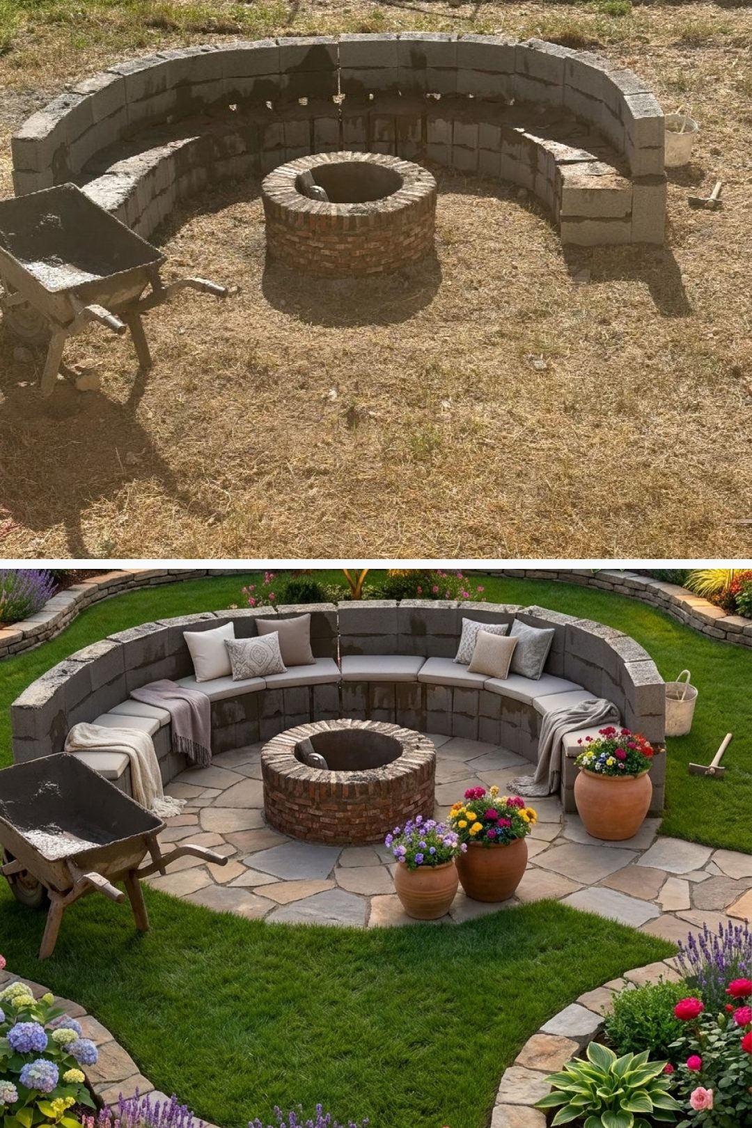 Before and after: yard remixed into Lush Garden Beds with YardRemix AI