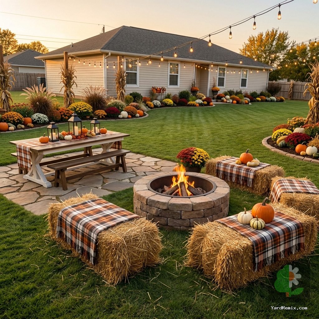 After: the yard remixed into Harvest Gathering by YardRemix AI
