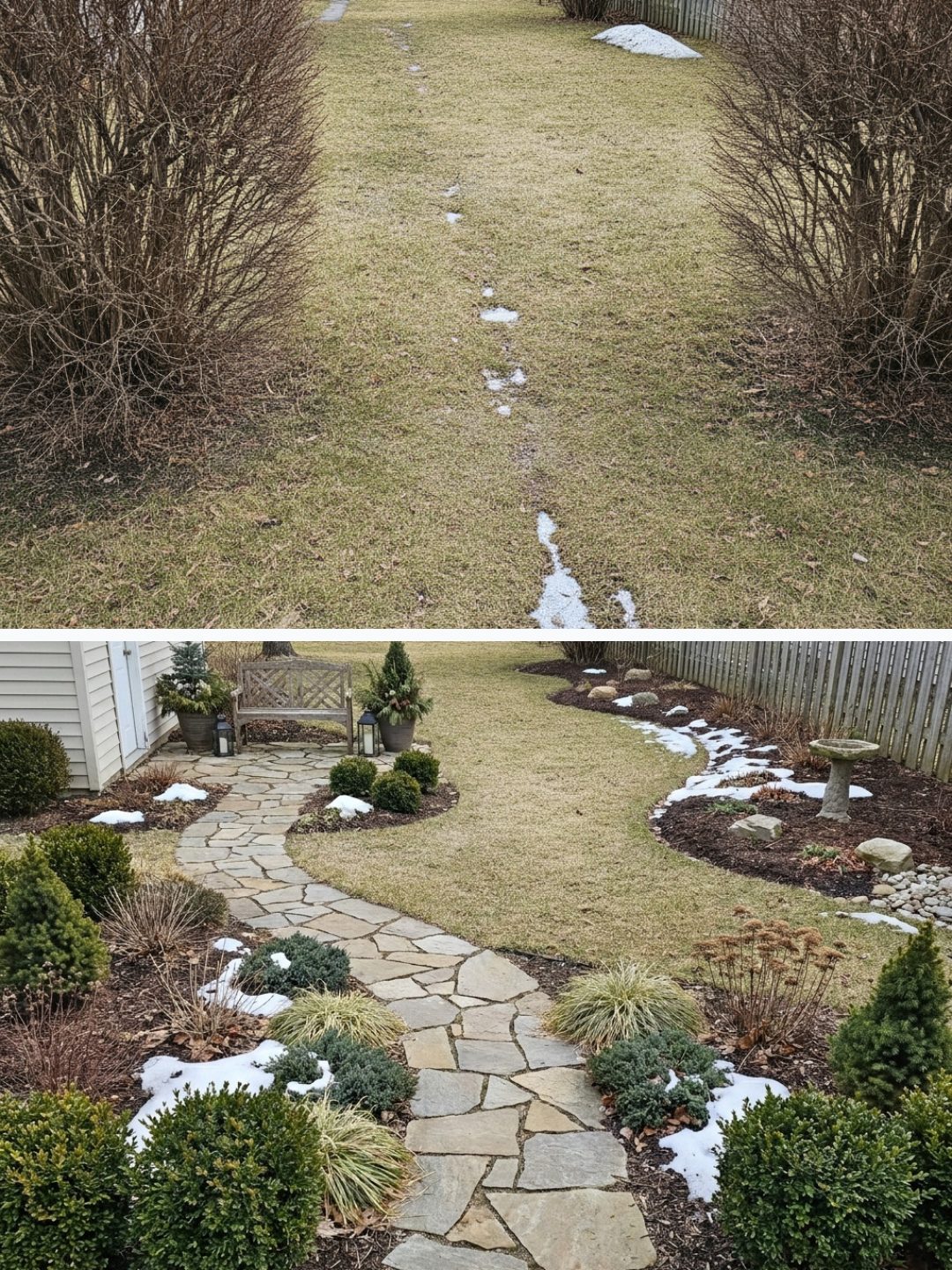 Before and after: yard remixed into Surprise Me with YardRemix AI