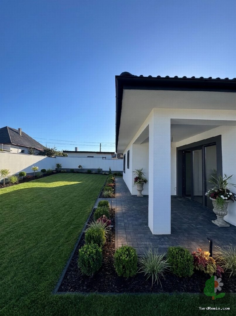 After: the yard remixed into Professional Curb Appeal by YardRemix AI