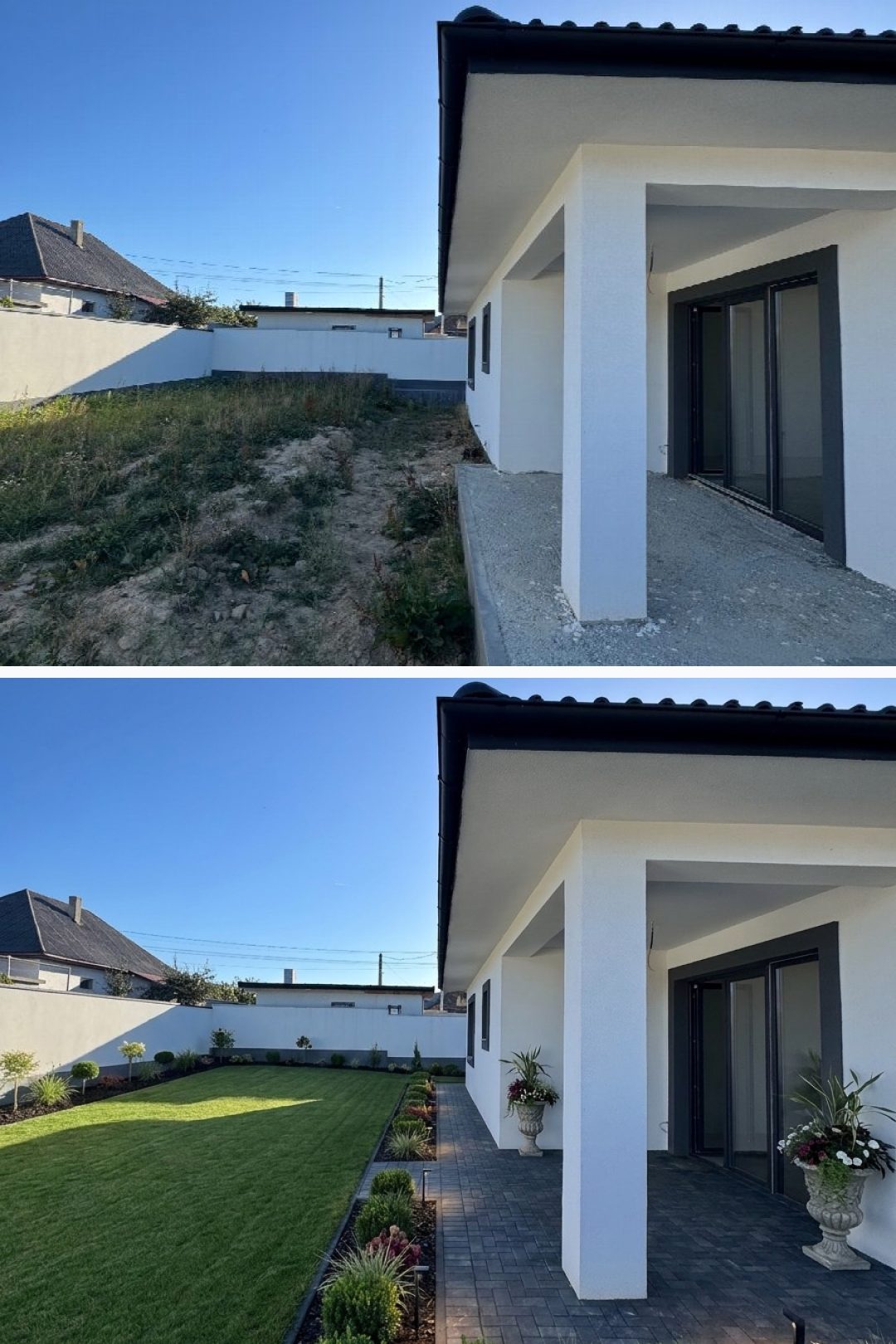 Before and after: yard remixed into Professional Curb Appeal with YardRemix AI