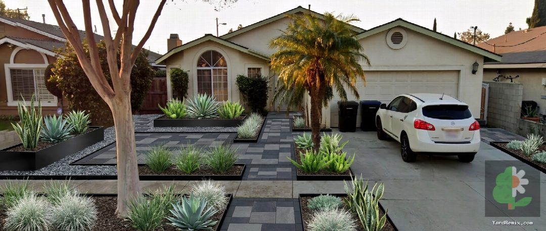 After: the yard remixed into Contemporary Chic by YardRemix AI