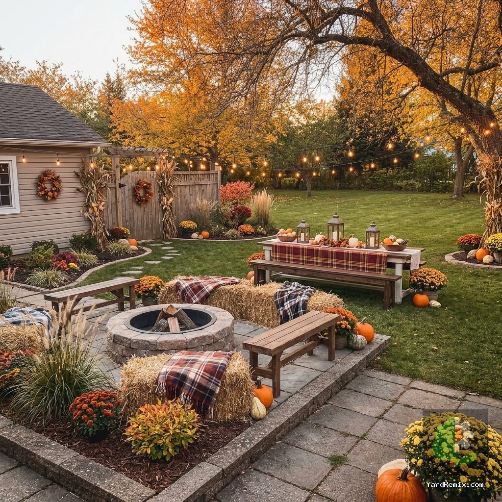 After: the yard remixed into Harvest Gathering by YardRemix AI