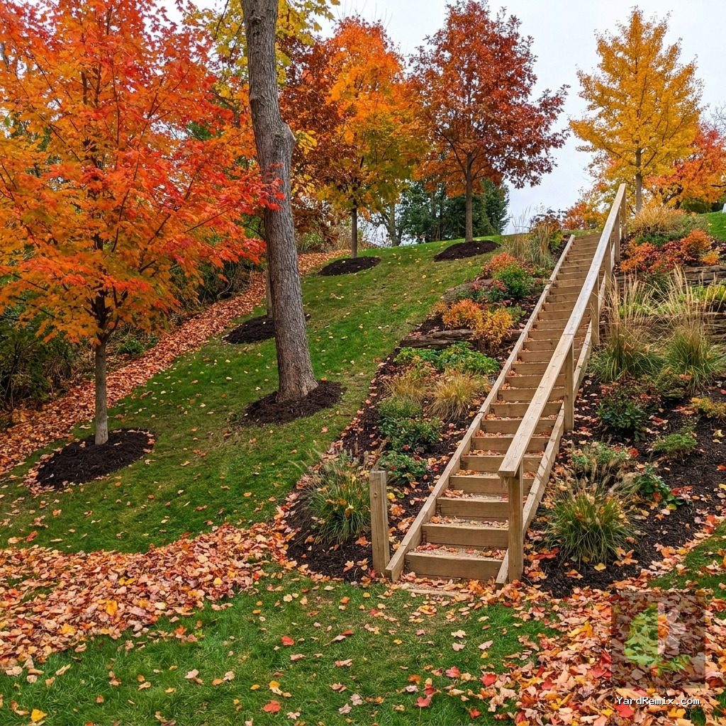 After: the yard remixed into Fall Foliage Trees by YardRemix AI