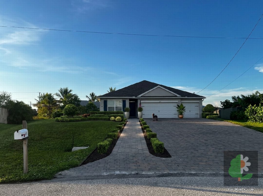 After: the yard remixed into Professional Curb Appeal by YardRemix AI