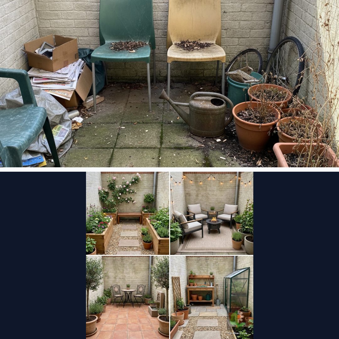 Before and after: yard remixed into Surprise Me with YardRemix AI