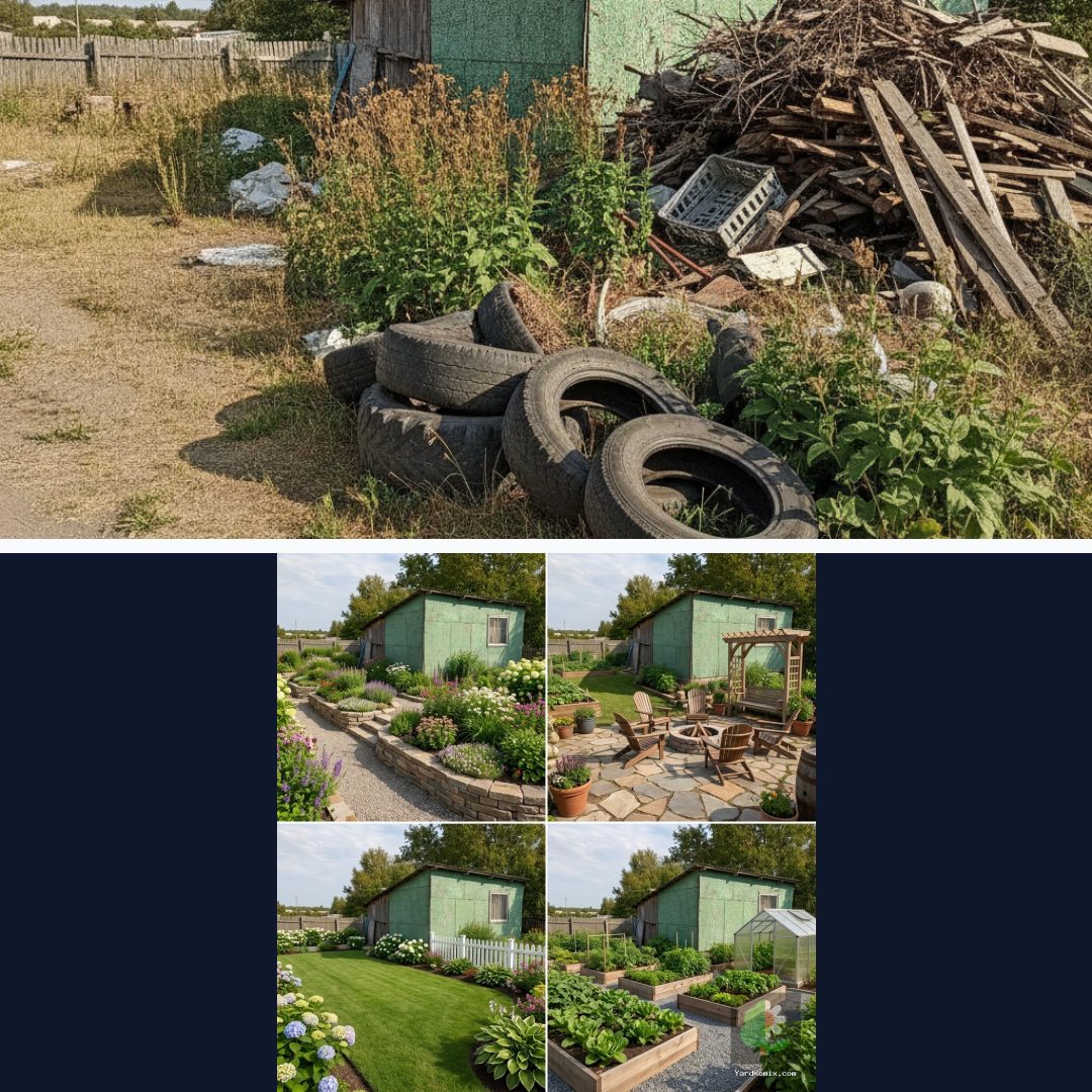 Before and after: yard remixed into Surprise Me with YardRemix AI