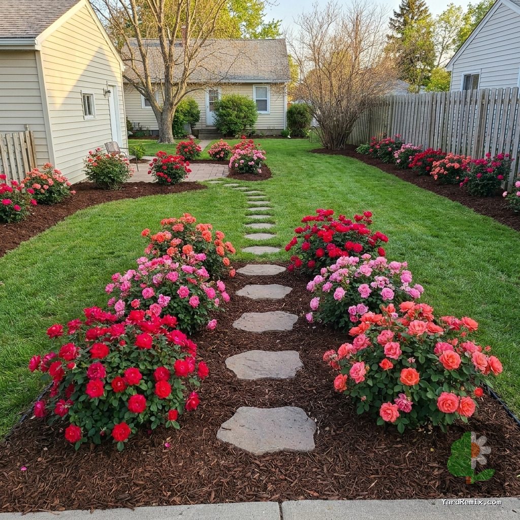 After: the yard remixed into Knockout Roses by YardRemix AI