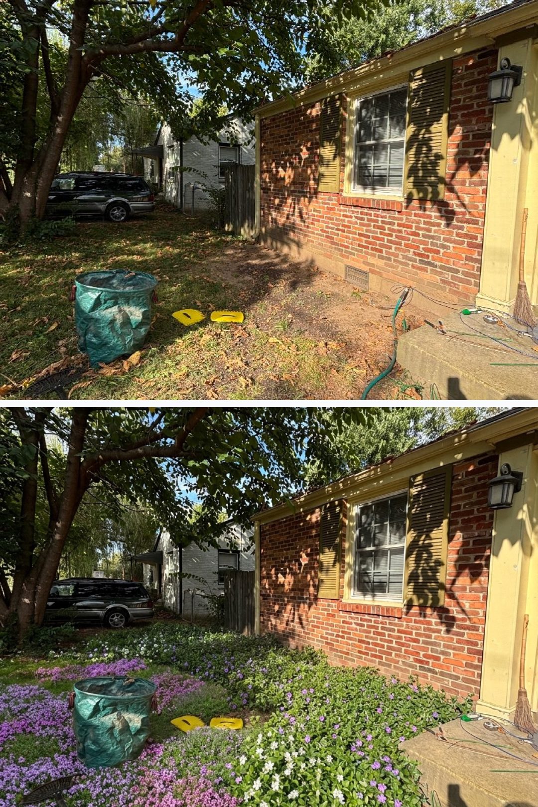 Before and after: yard remixed into Ground Cover with YardRemix AI
