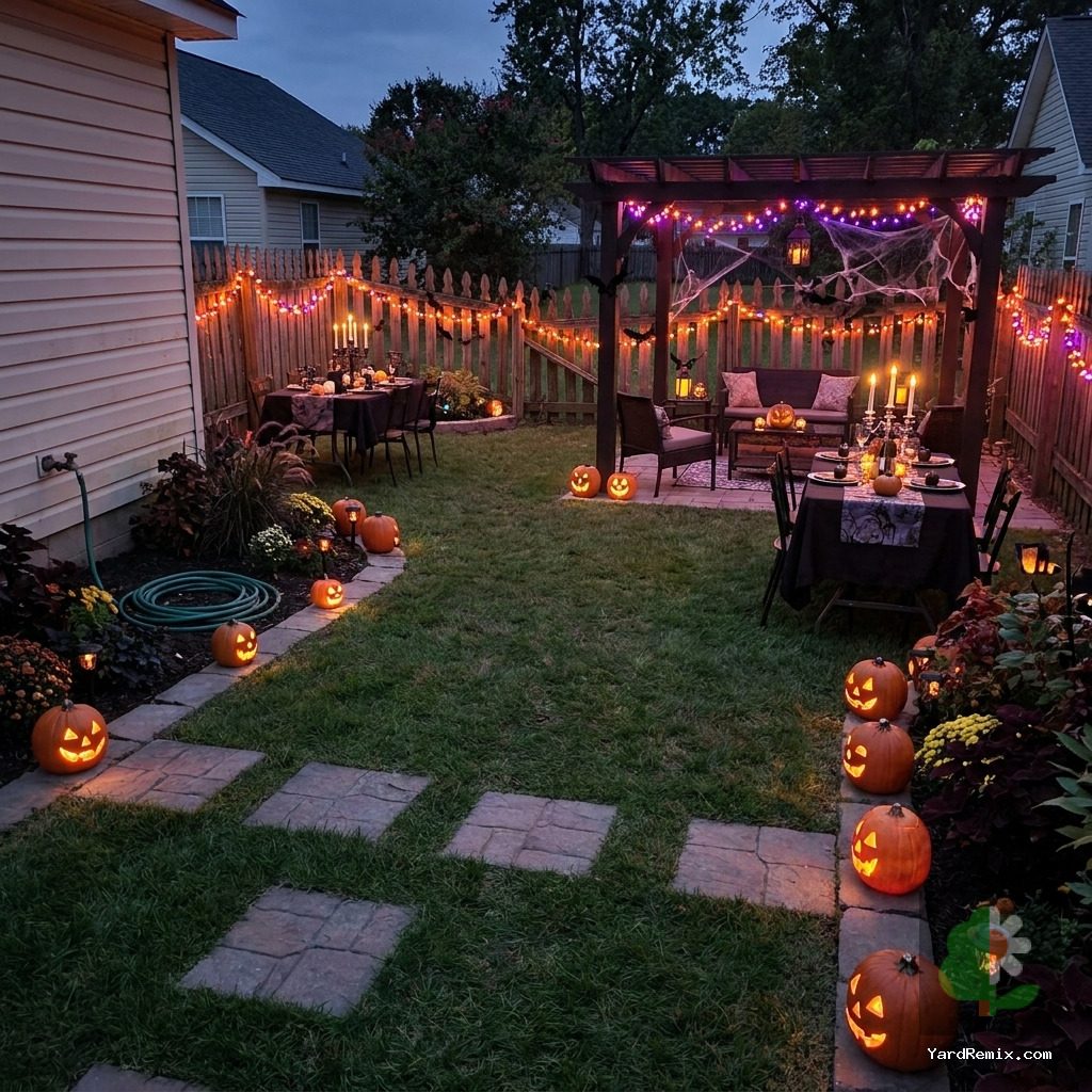 After: the yard remixed into Halloween Party by YardRemix AI