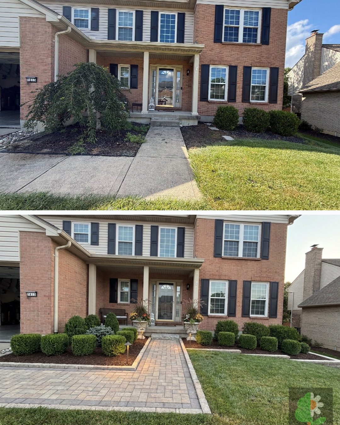 Before and after: yard remixed into Professional Curb Appeal with YardRemix AI