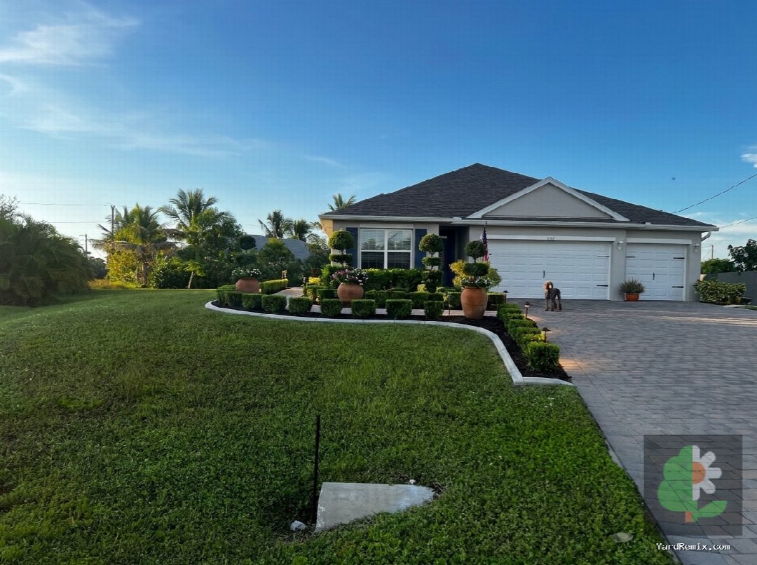 After: the yard remixed into Professional Curb Appeal by YardRemix AI