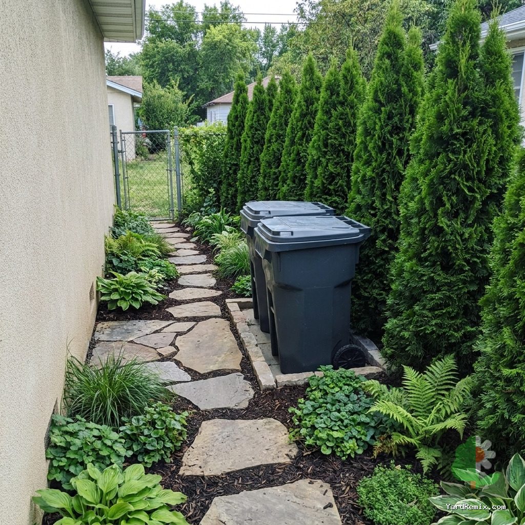 After: the yard remixed into Arborvitae by YardRemix AI