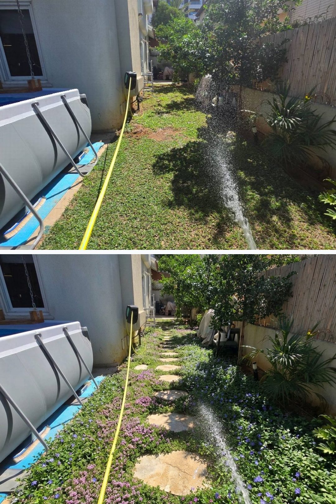 Before and after: yard remixed into Ground Cover with YardRemix AI