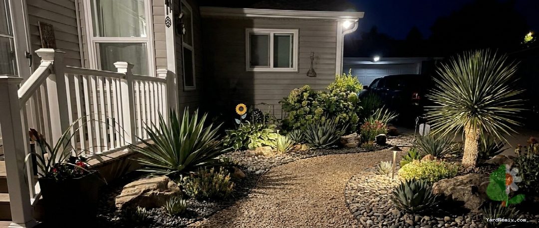 After: the yard remixed into Desert Xeriscape by YardRemix AI
