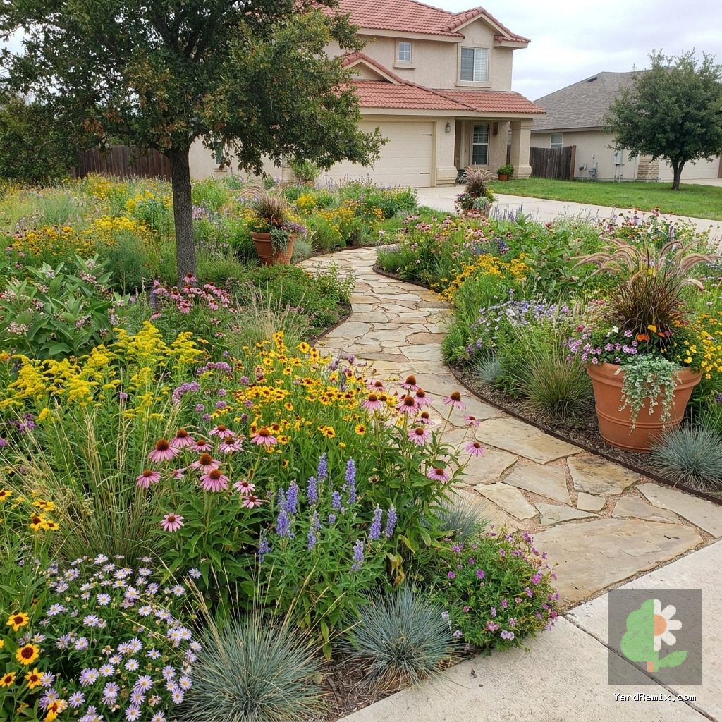 After: the yard remixed into Wildflower Meadow by YardRemix AI