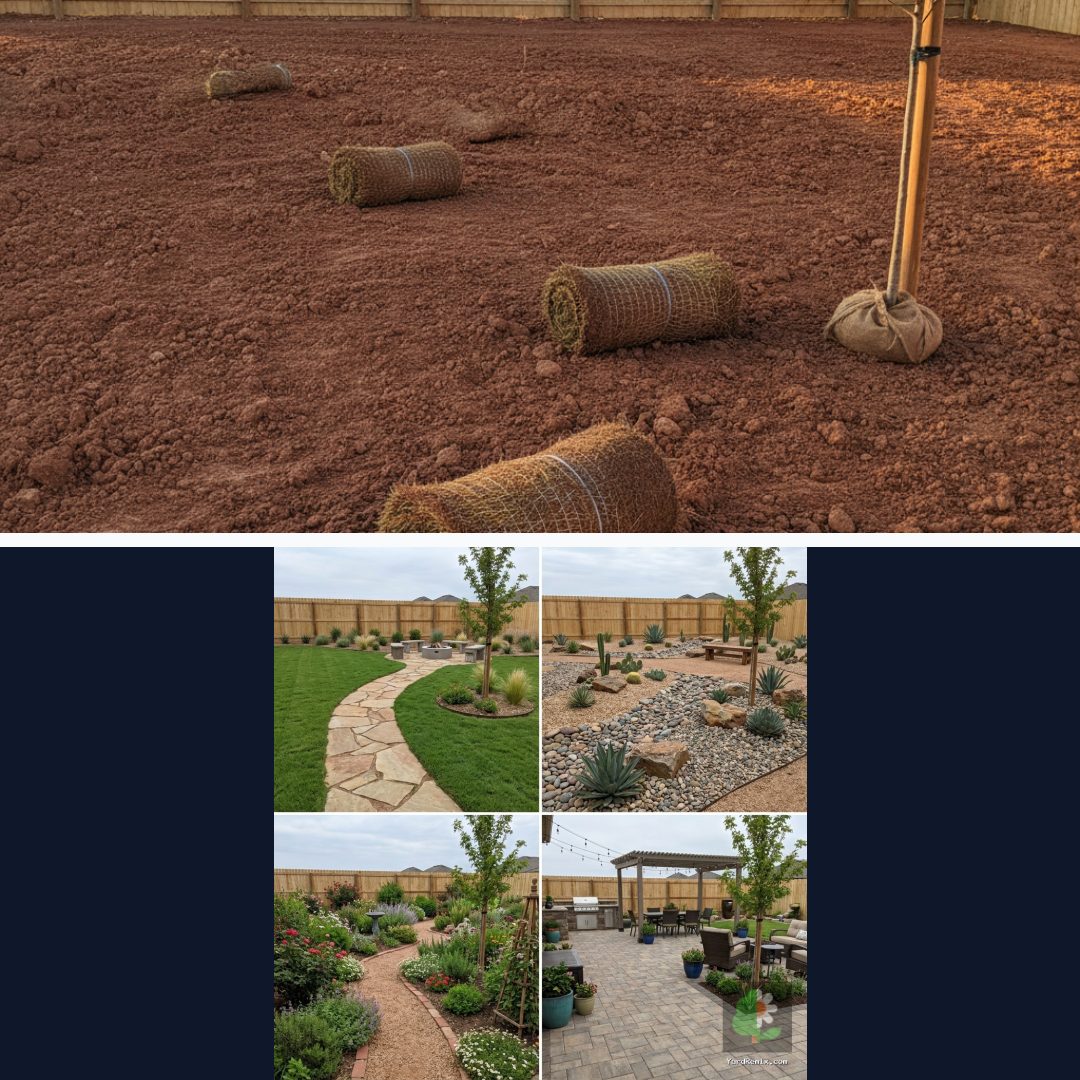 Before and after: yard remixed into Surprise Me with YardRemix AI