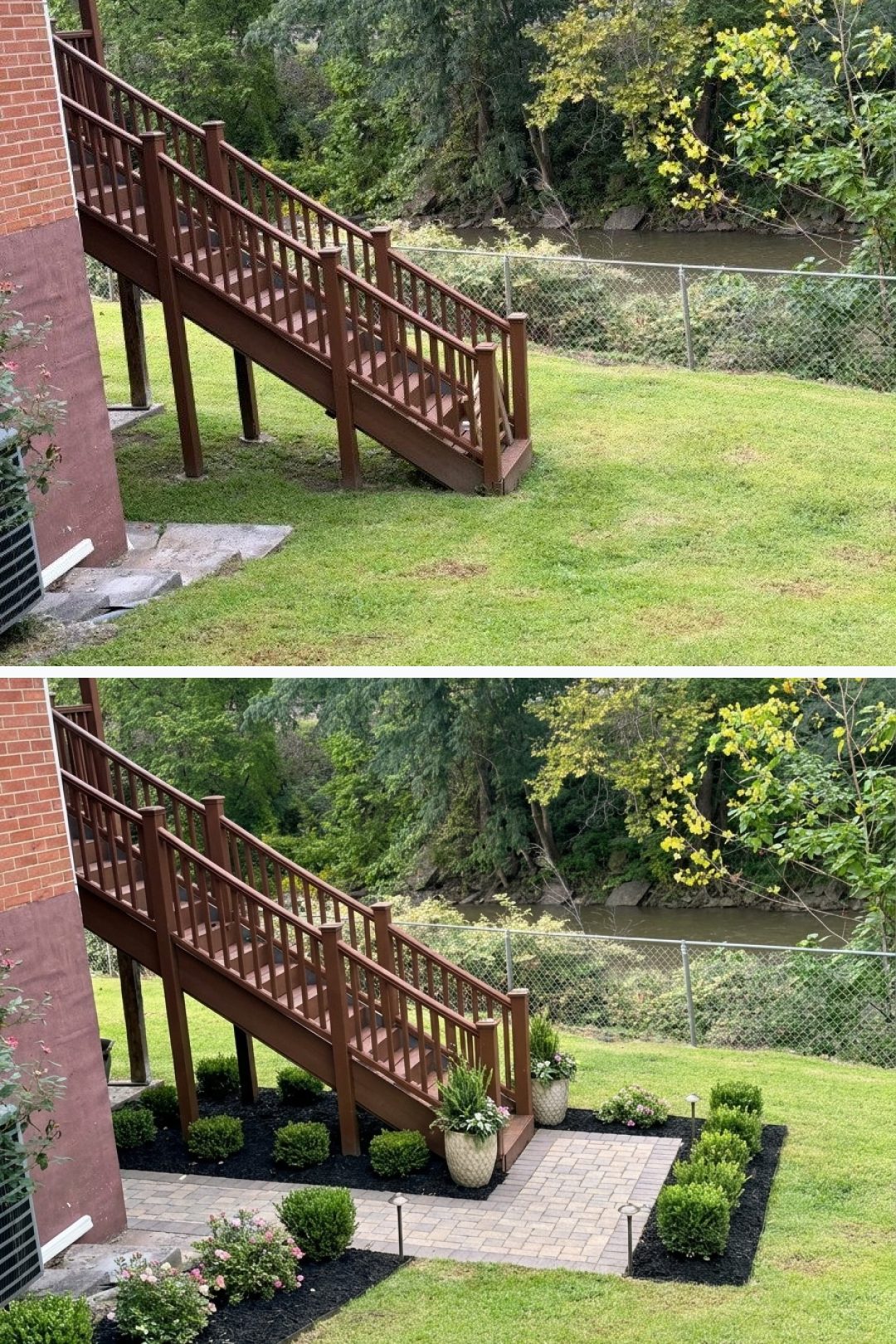 Before and after: yard remixed into Professional Curb Appeal with YardRemix AI