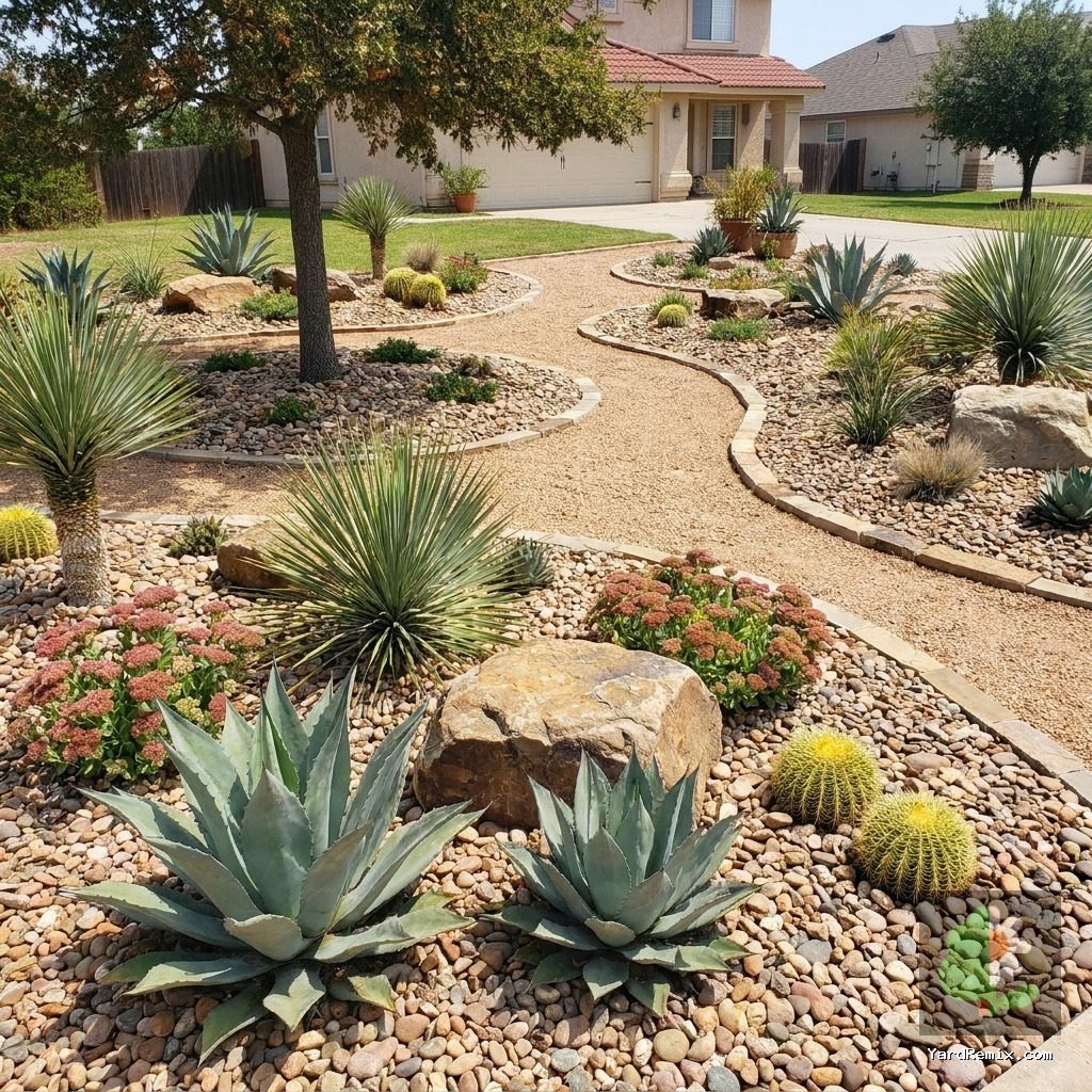 After: the yard remixed into Desert Xeriscape by YardRemix AI