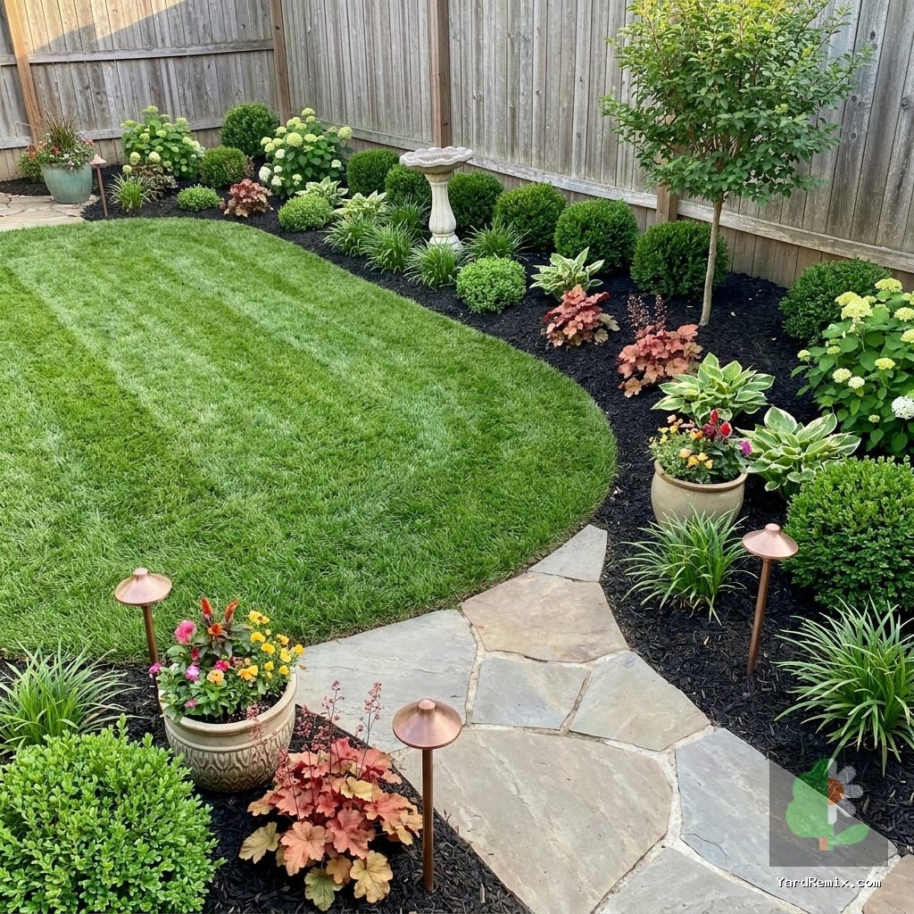 After: the yard remixed into Pro Landscaping by YardRemix AI